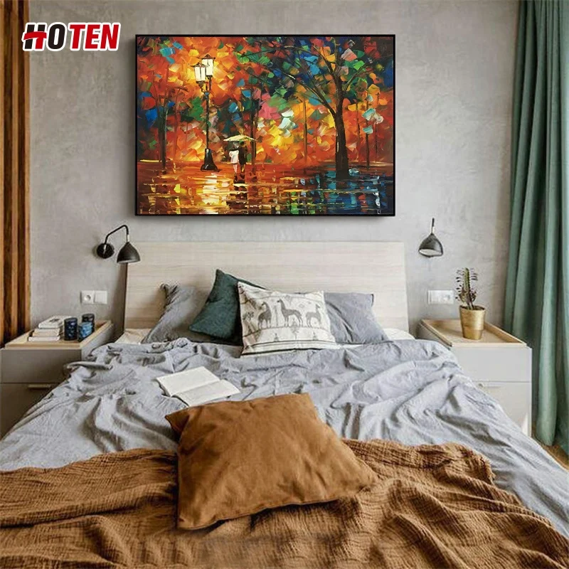 abstract red tree scenery and couple oil painting pure hand painted wall art home decor picture large framed oil painting