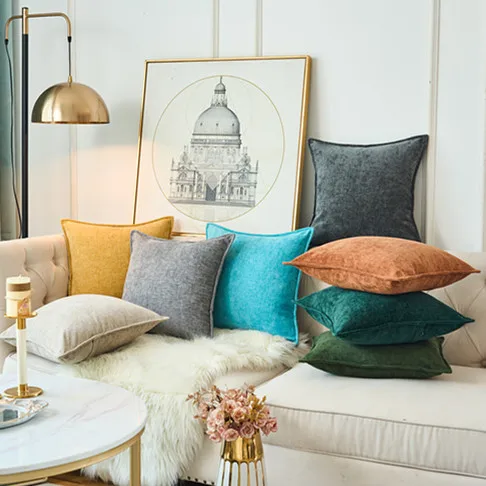 Decorative Throw Pillow Covers Soft Chenille Throw Pillow Cover Fall Farmhouse Square Pillowcase for Sofa Couch Living Room