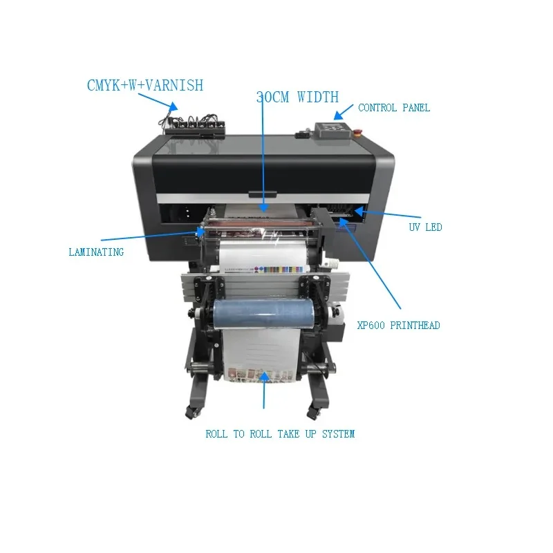 BSM A1 A3 uv dtf printer with automatic laminator AB film 30cm 60cm roll to roll for sticker label package box printing machine