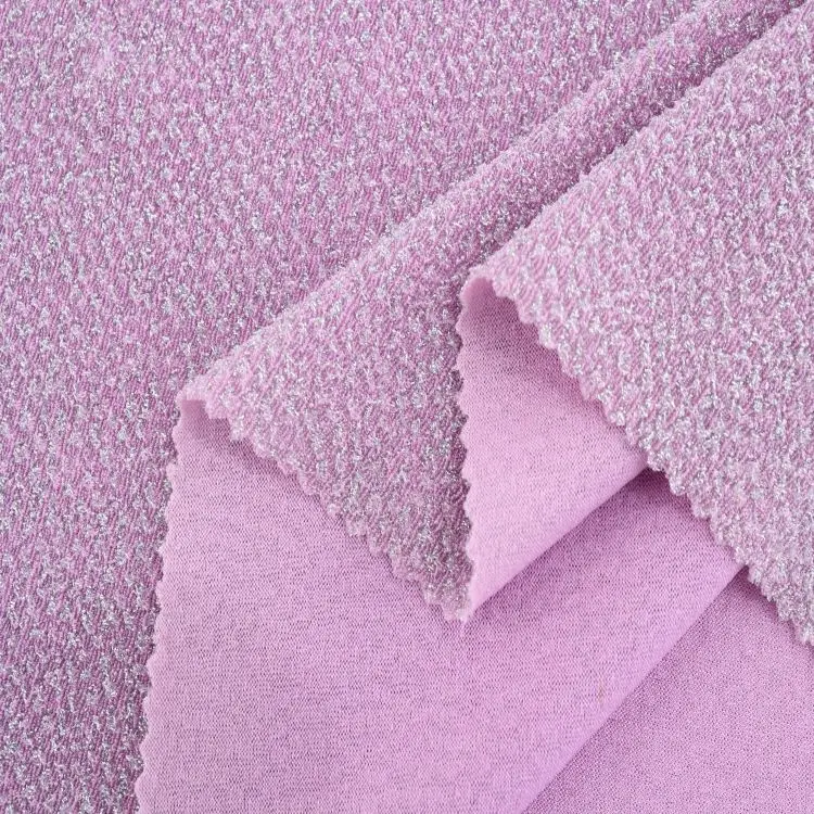 75%Polyester 20%Lurex 5%Spandex Printed Knitted Lurex Stretch Stripe Jacquard Fabric Metallic For Women Dress