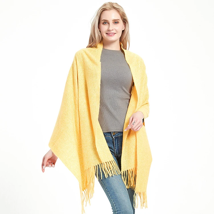  Wholesale 15 color Lady Fashion Winter Tassel Pashmina Hijabs Solid Plain Scarves Ladies Shawls Women