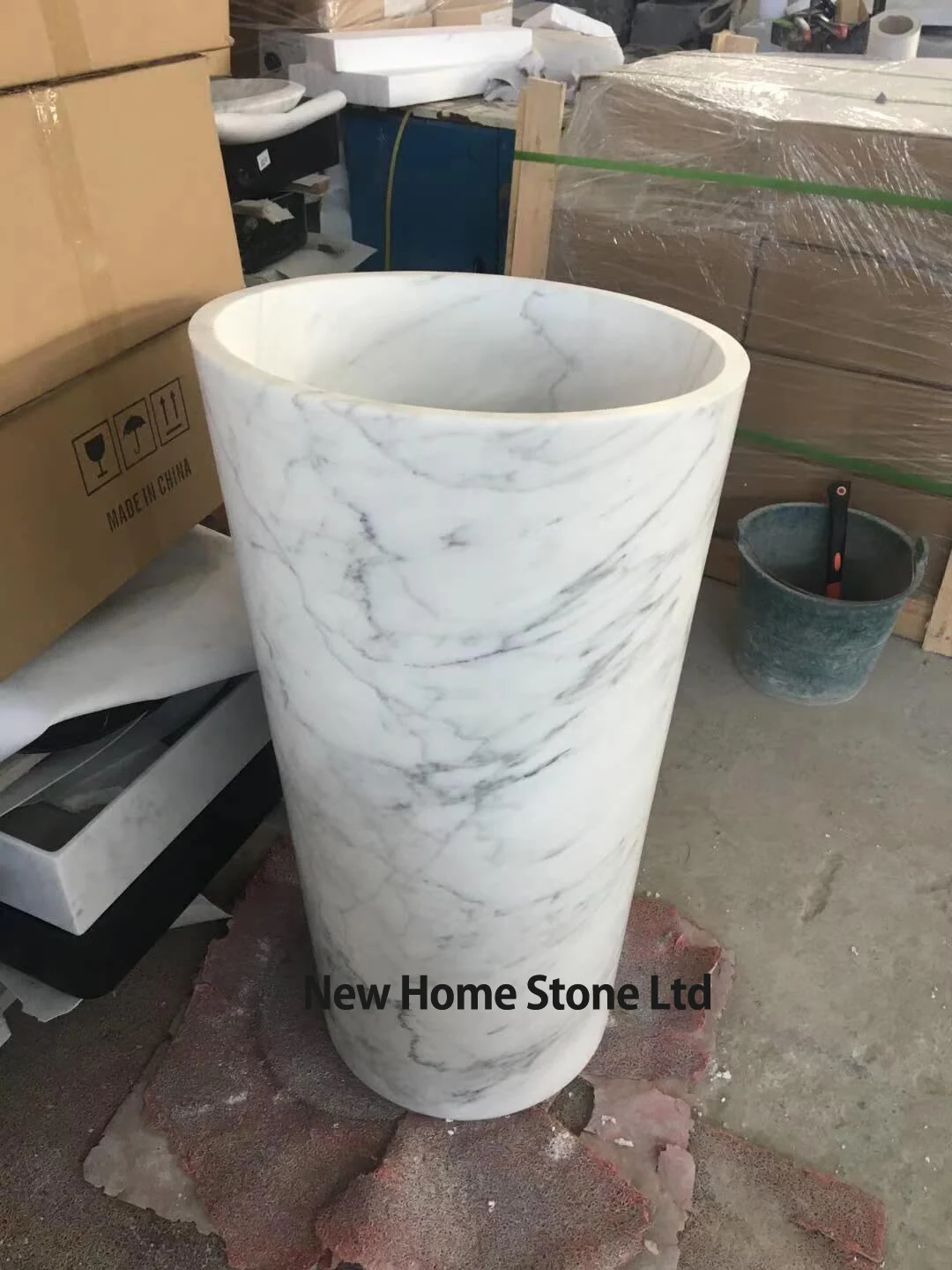 Customized Design Wholesale Natural Stone White Marble Sink Wash Basin Pedestal Sink for bathroom