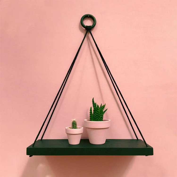 
Modern lightweight triangle floating shelves black wooden wall hanging shelf 