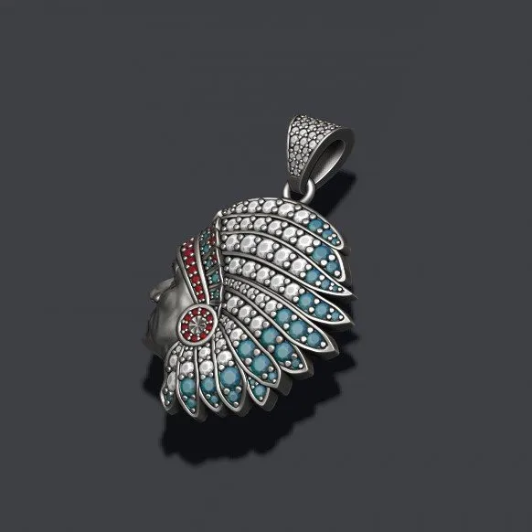 Custom Indian Chief Pendant S925 Sterling Silver 10k 14k 18k Solid Gold Iced out Moissanite Diamond Indian Chief Pendant