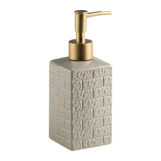 Soap Bathroom Hand Soap Dispenser Bottle Ceramic Stone 350ML Striped Shampoo Body Wash Lotion Soap Dispenser