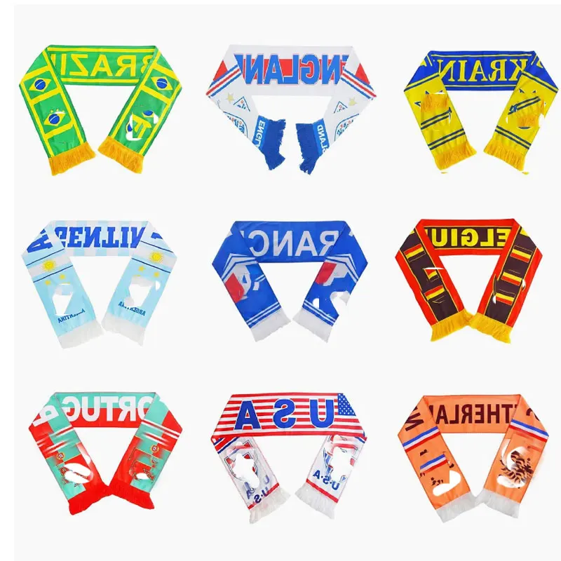 High Quality Football Fan Club Polyester Custom Design Soccer Sport Promotional Team Scarf Winter Scarf Knitted Jacquard Scarf