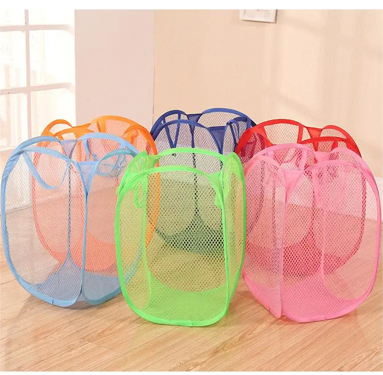 Home Laundry Bag House Breathable Bag Household Washing Room Dirty Clothes Bin Clothes Storage Foldable Mesh Laundry Basket