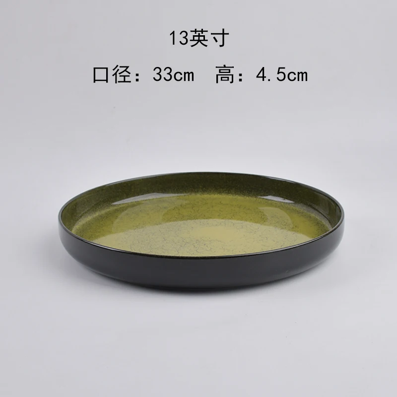 13inch Newest Classic porcelain Round Dish Ceramic Dinner Plate Flat bottom Ceramic Plate