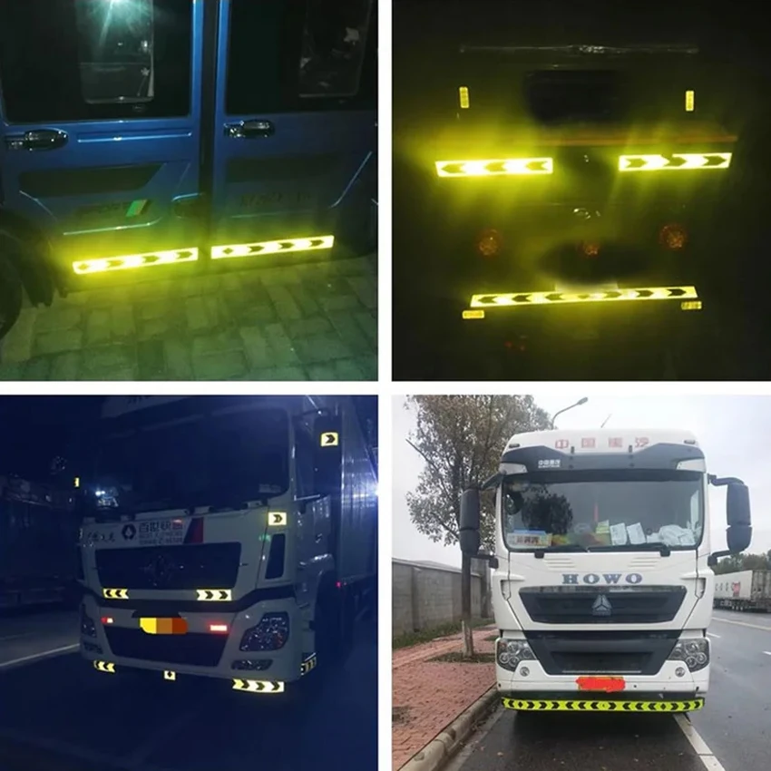 MANCAI High Reflectivity Yellow and Black Arrow Reflective Sticker Arrow Adhesive Reflective Tape For Truck Vehicles