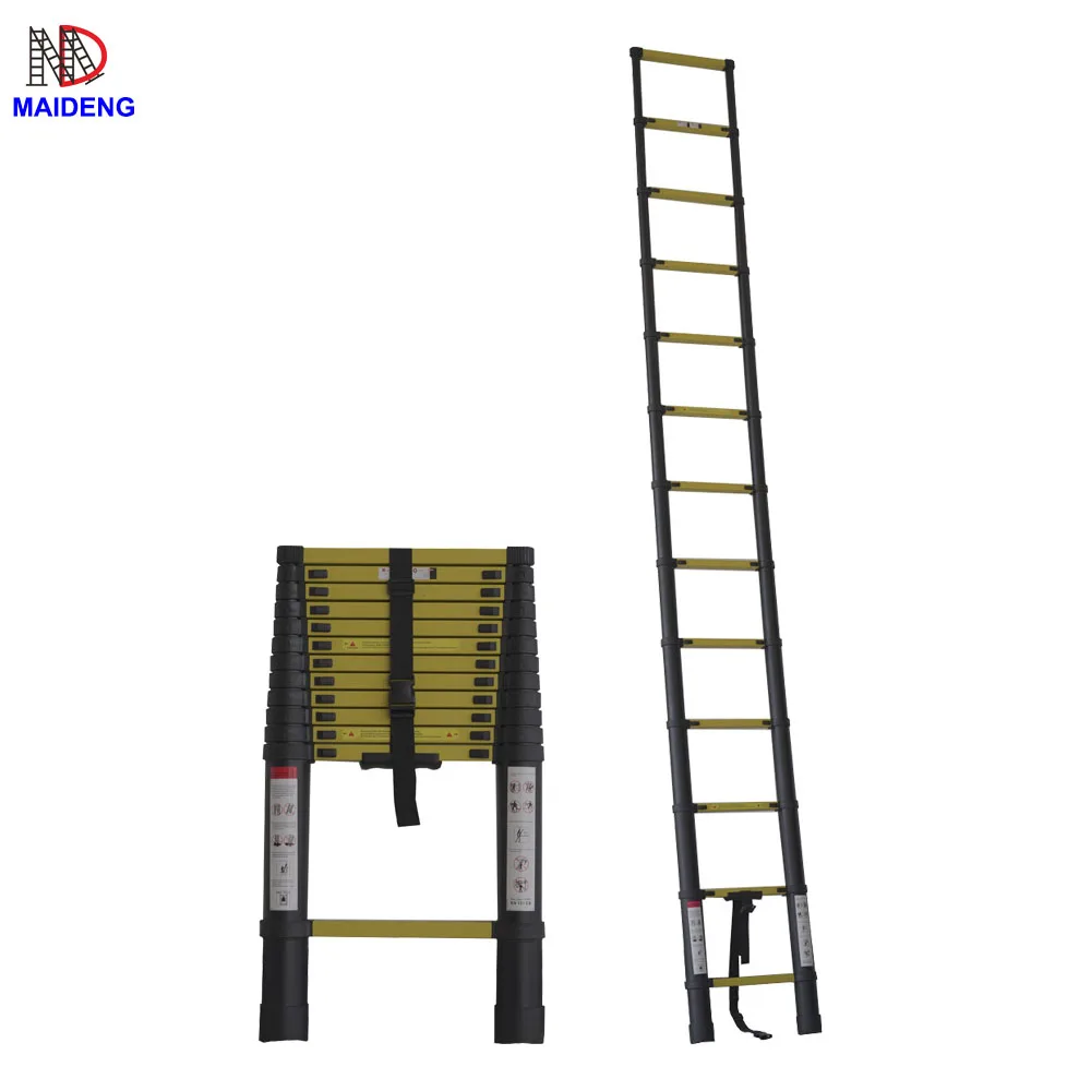 3.8m aluminium telescopic ladder with finger protection EN131 approved