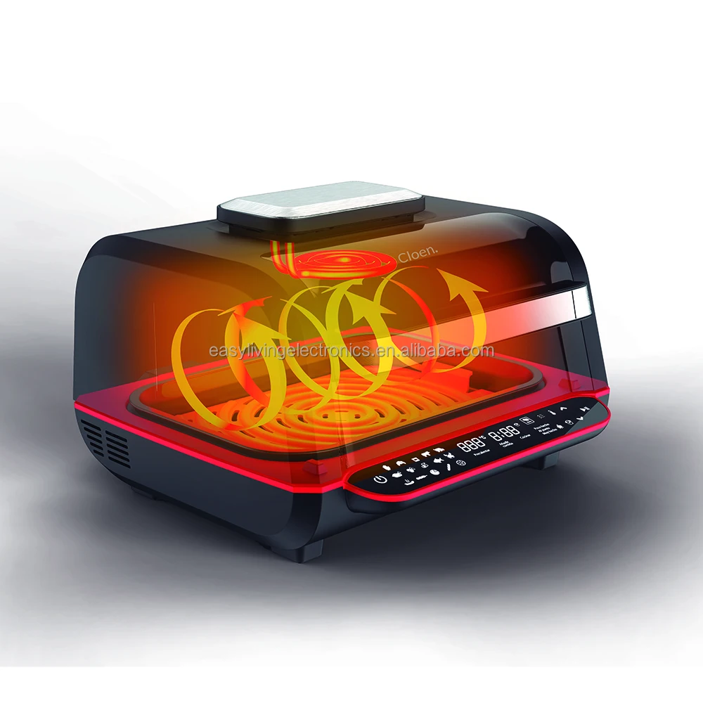 Indoor Air Fryer Grill 8 in 1 Cooking Function with Smart Thermometer Smokeless Grill and air Fryer