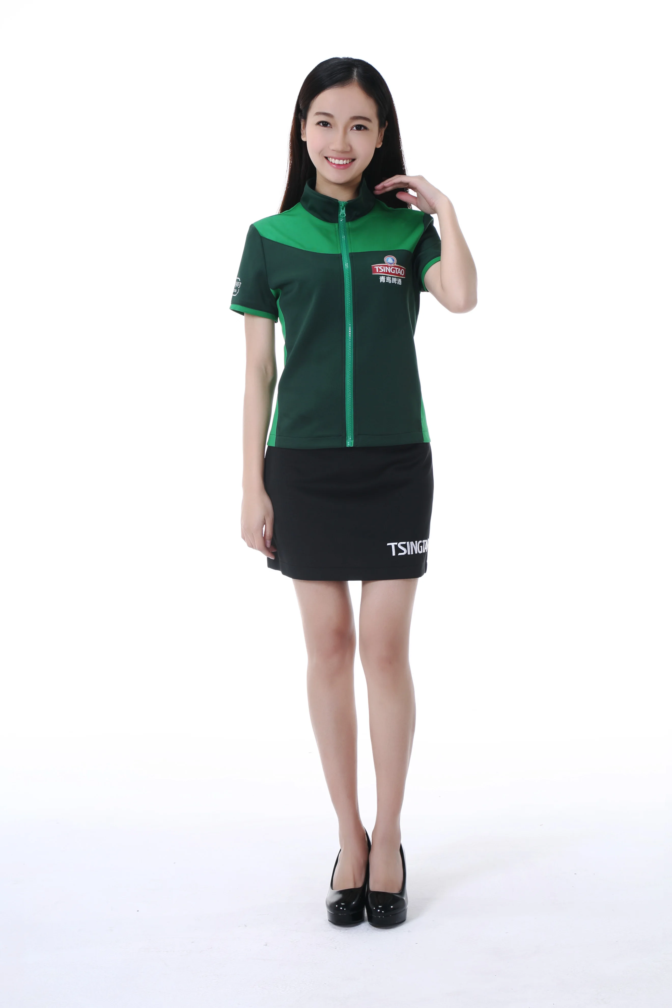  OEM Services Custom Promotion Uniforms 100% Polyester Women