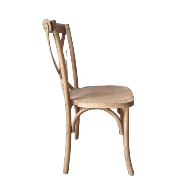 Vintage Rustic Oak Wood Cross Back Chair for Sale