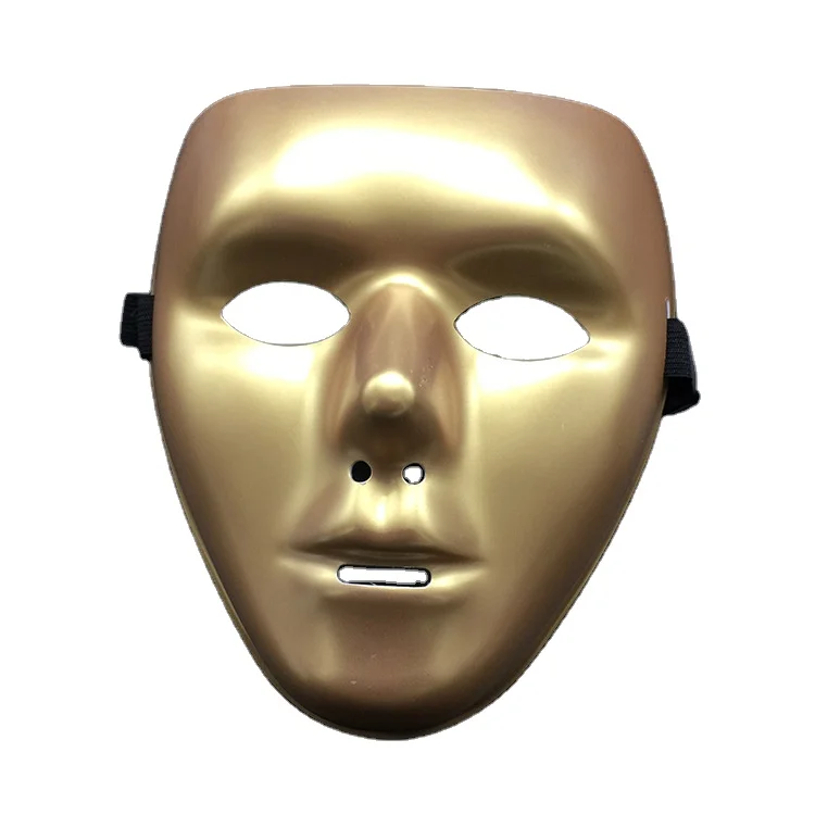 Pvc Cosplay Full Face Film Theme Street Dance Vendetta Hacker Halloween Grimace Gold Plastic Masks