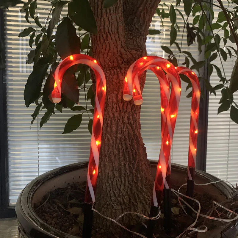 Светильник-трость, Рождественское украшение, светильник-Палочка для конфет, праздничный светильник для внутреннего двора