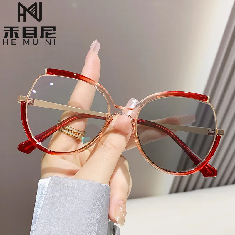 7196 Hot sell anti blue light glasses frame ladies spectacles eyeglasses women change color photochromic optical eyewear
