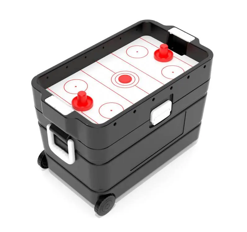 60L cooler box with Air hockey game Built-in lithium battery, powerful Electric Fan