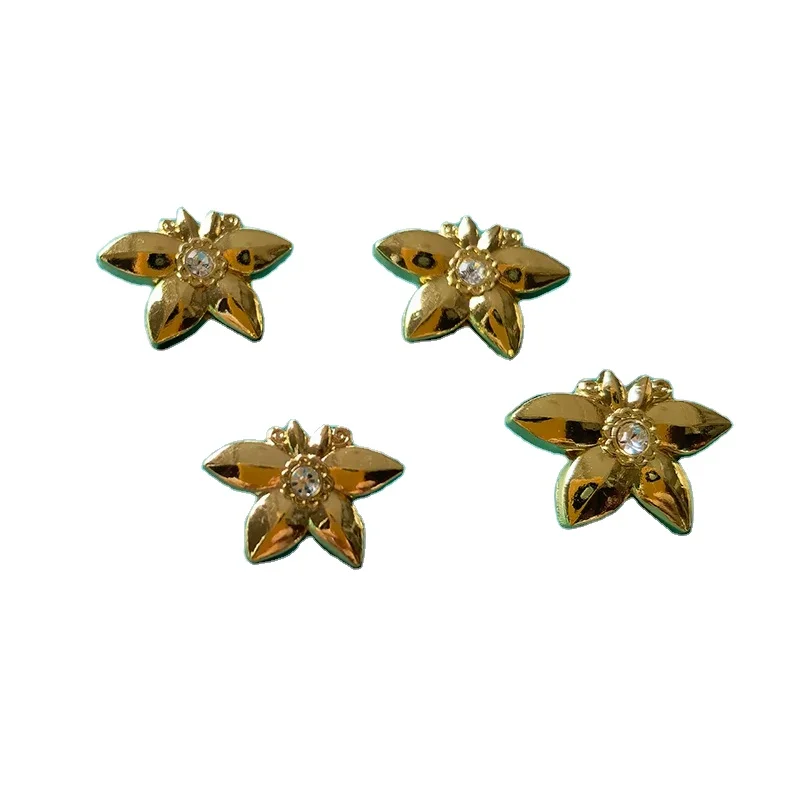 Factory wholesale high quality metal circular button sewing fashion decorative rhinestone star shape buttons for clothing
