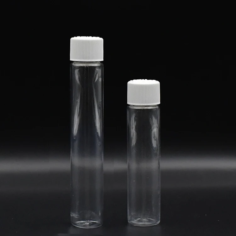 Custom Cigar Pre Rolls Packaging 107.7mm 82.6mm Clear Plastic PET Tube Containers With Child Resistant Caps Lids With Inner Plug