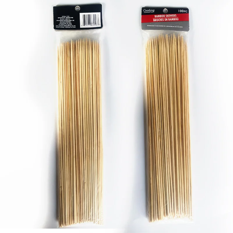 Biodegradable disposable Simple Style Design Natural Environmental Protection Skewer 250mm Disposable bamboo wooden candy sticks