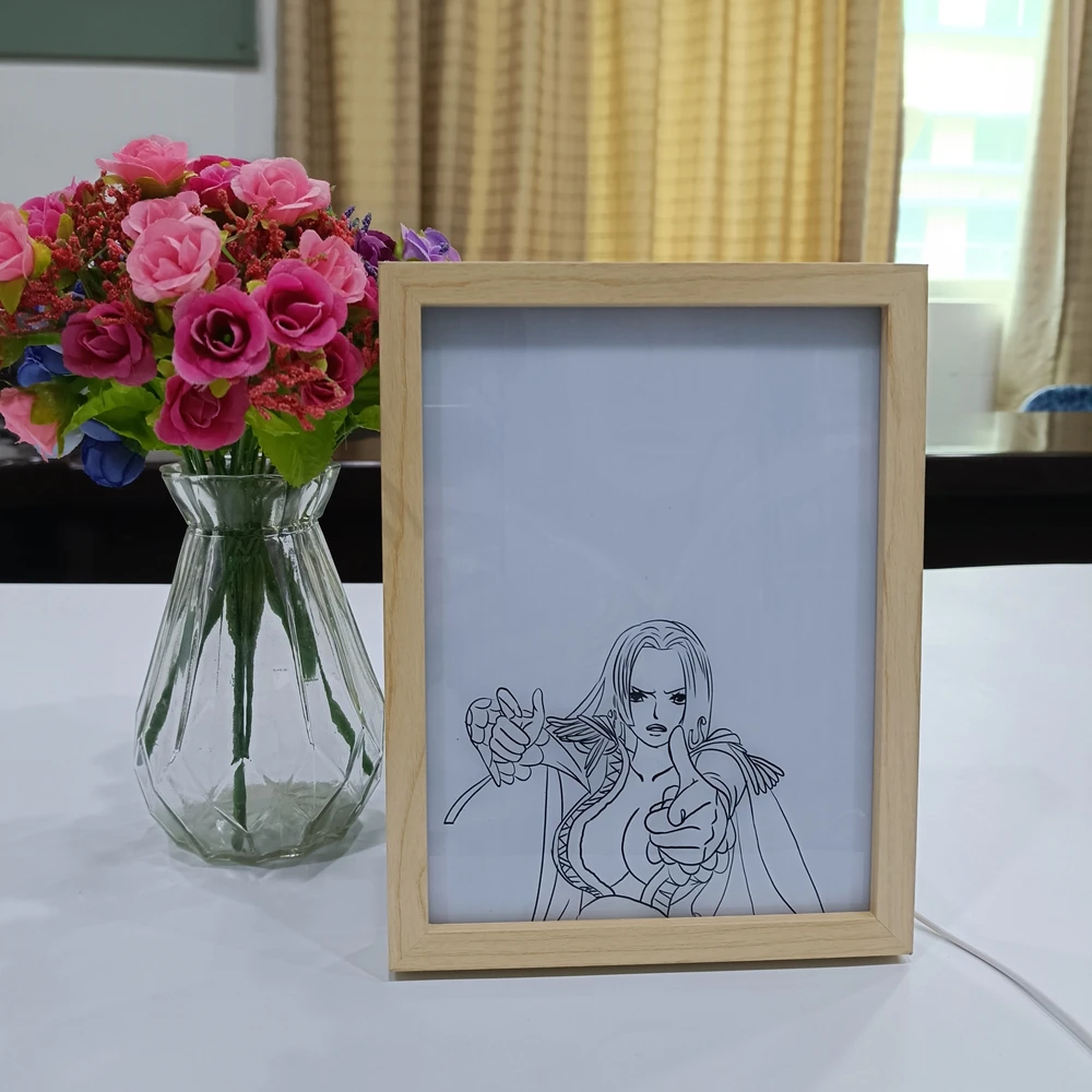 Wood Photo Frame LED Night Light Home Decoration Creative USB Hanging Picture Solid Christmas Bedroom Small Silicone 60 Modern