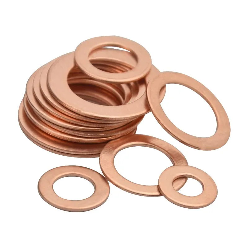 100/200 Pieces Copper Washer Set Seal Kit For Plug Oil Pan Plug Flat Sealing Ring Hardware Accessories Solid Copper Gasket
