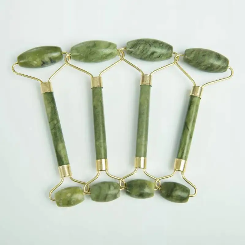 
Factory Supplier green double head jade roller with high quality for Christmas gift 