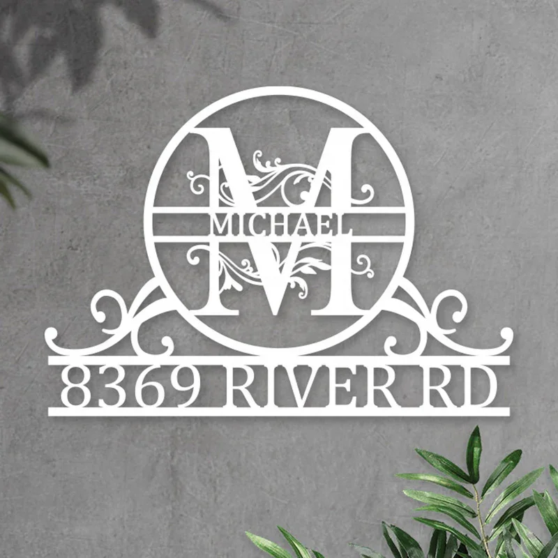 Factory Wholesale Family Name Monogram Address Metal Sign House Number Signs