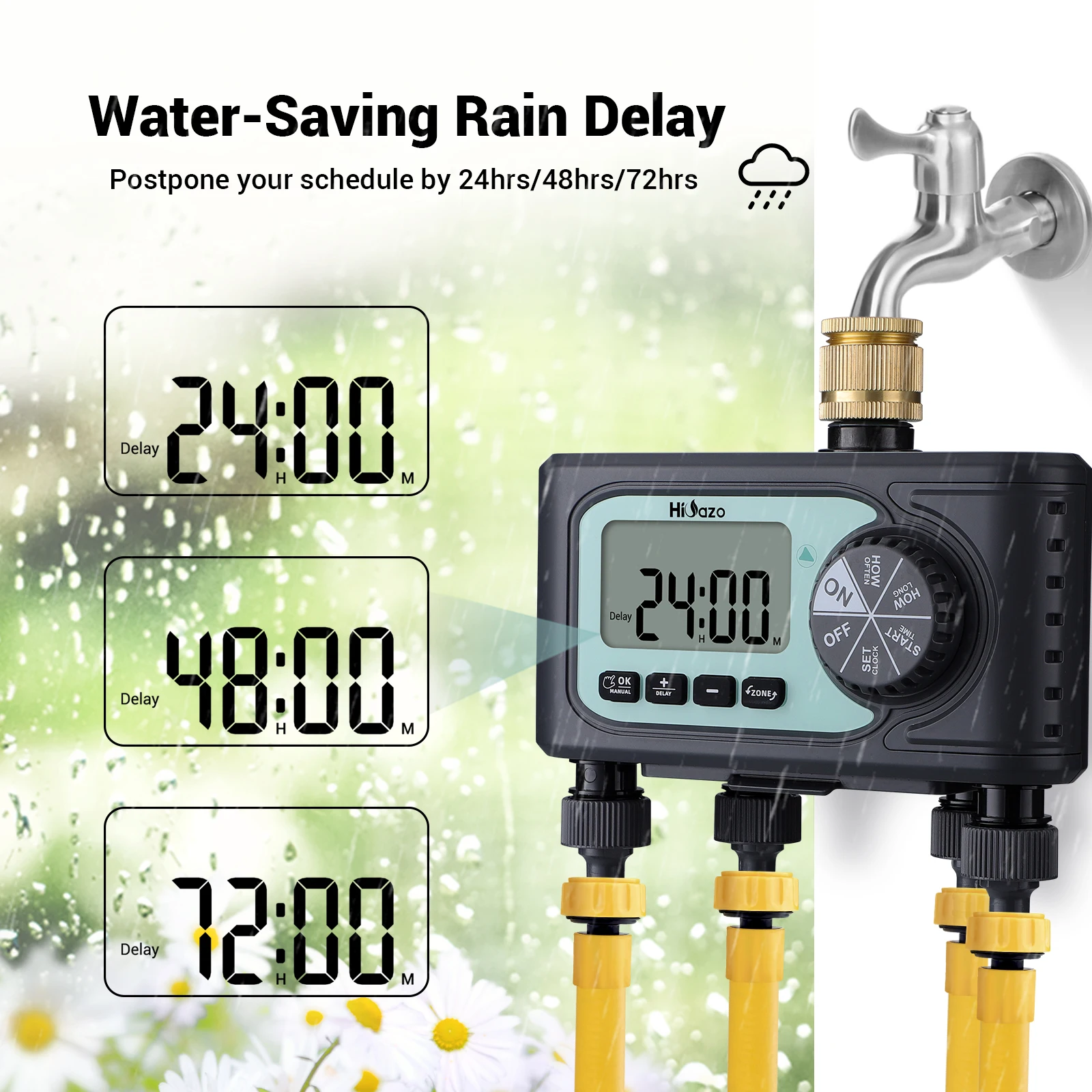 4 Zones digital garden water timer for outdoors