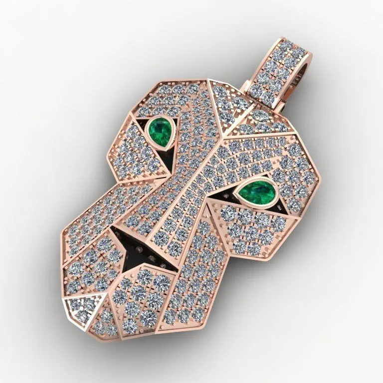 High Quality Zircon Copper Custom 14k Gold Pendant Panther Necklace Pendant Leopard Hiphop Jewelry Pendant