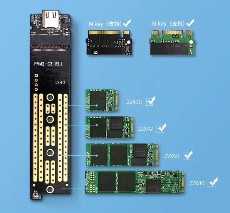 Горячая распродажа Прозрачный TYPE-C для M.2 NVMe SSD HDD корпус USB3.1 PCIe жесткий