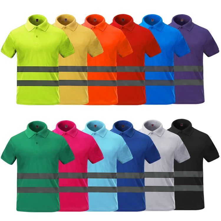 High Visibility Safety POLO Shirt Custom Logo Reflective Work Security Quick Dry T Breathable hi vis T-shirt