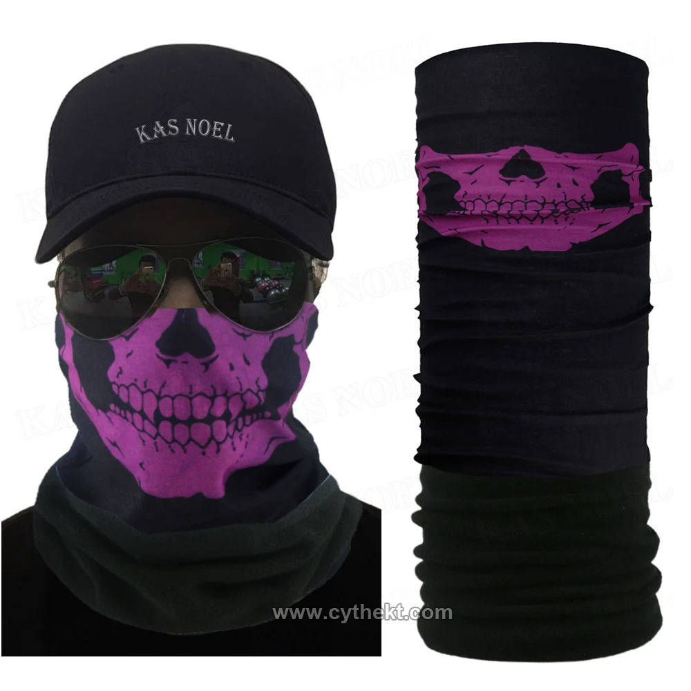 
Autumn And Winter Promotional Fashion Seamless Tube Purple Skull Multifunction Polar Fleece Headwear Bandana 