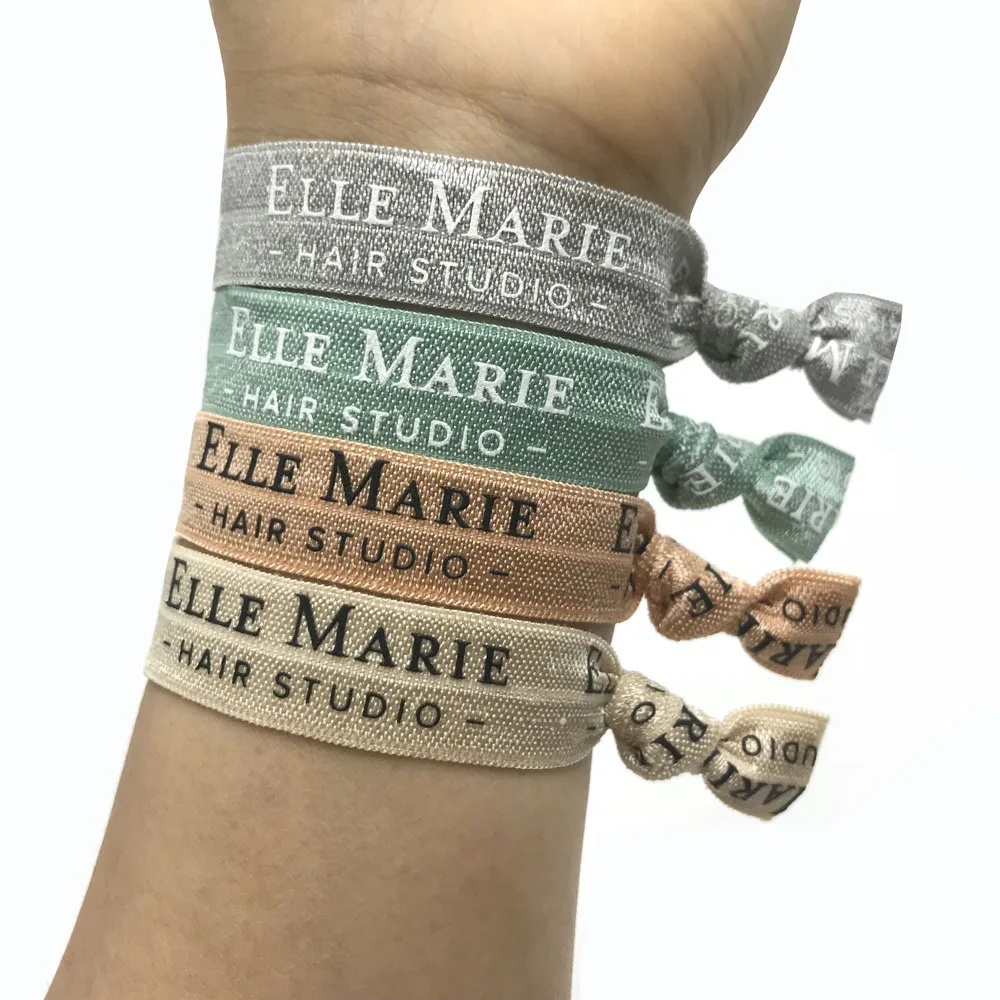 Custom Text Elastic Hairband for Hair Salon Personalized Design Pony Tail Holder Gift Hair Tie Bracelet DIY