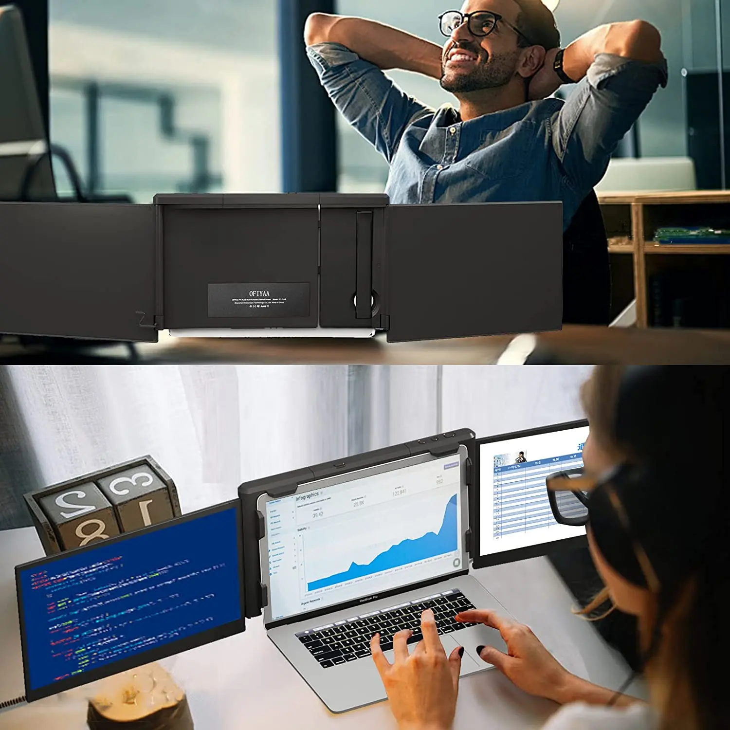 Монитор OFIYAA P2PRO с тремя экранами 13 3-16 5 дюйма большой сенсорный экран портативный монитор для