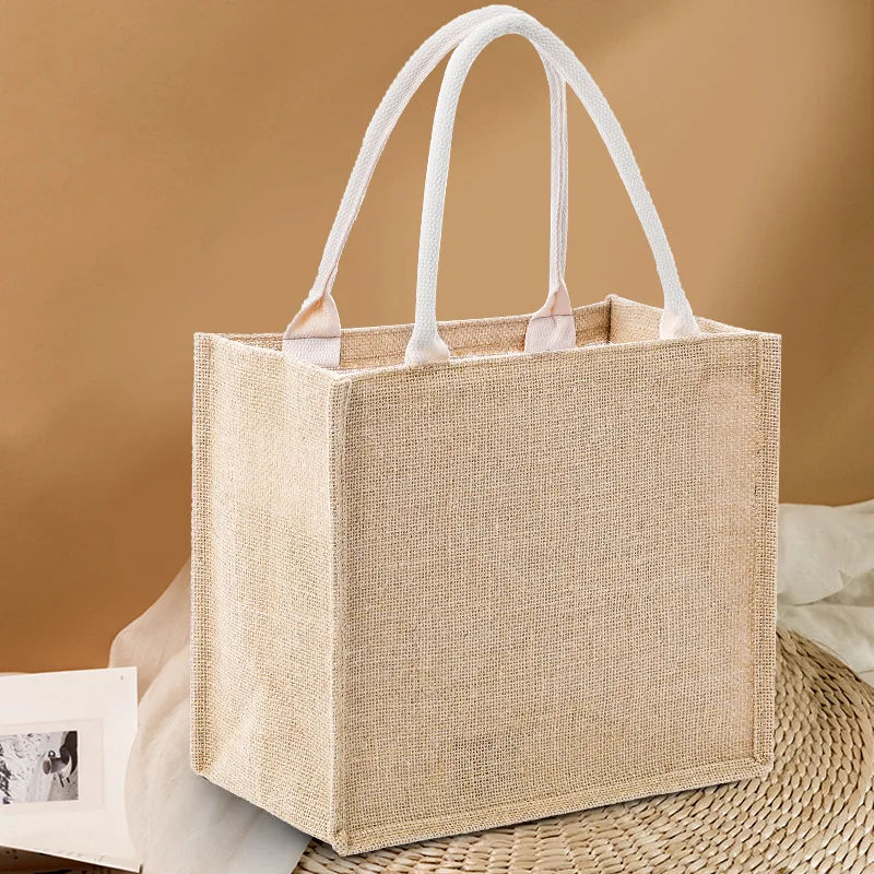 High Quality Women Bag for Gifts De Yute Reusable Grocery Laminated Shopping Jute Tote Bags