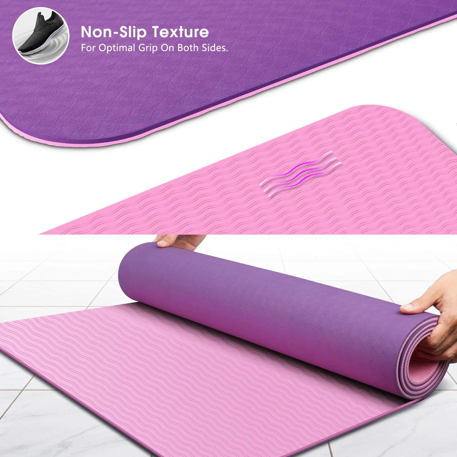 Custom logo 6mm ECO-friendly anti-slip texture Fitness Pilates TPE Yoga Mat