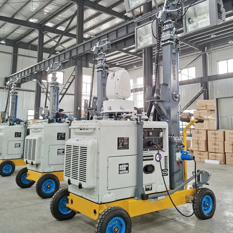 4x400 Вт светодиодная Мобильная световая башня с 5KVA бесшумным дизельным генератором
