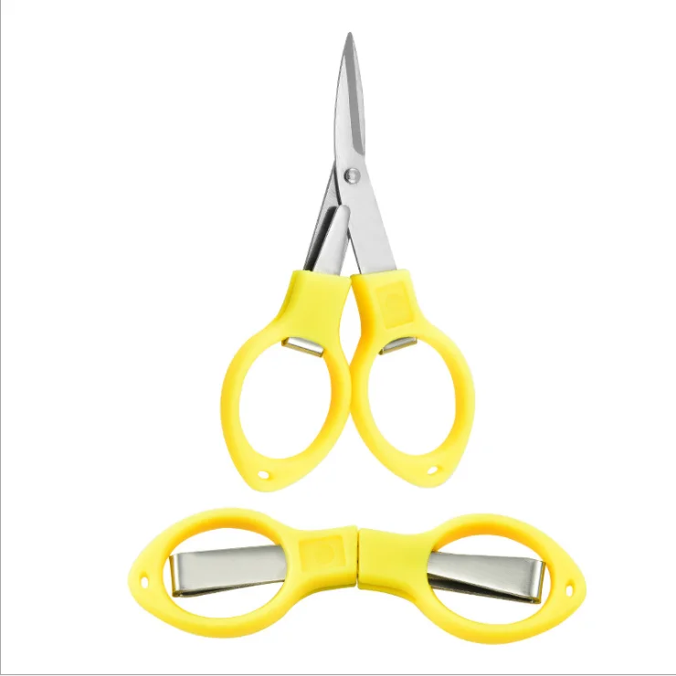 Amazon hot folding scissors stainless steel plastic shear handle small portable fishing scissors for Travel