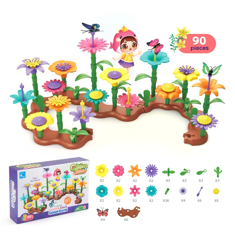 272pcs Flower Garden Toy Set Flower Toys Flower Building Block Set DIY Construction Block Set
