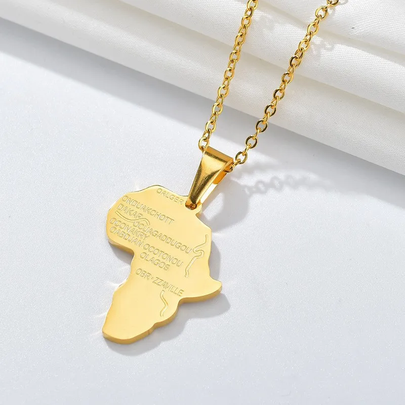 Manufacturer Wholesale Fashion Popular Beautiful Map Of Africa Pendants Necklace Men And Women Universal Beautiful Necklace