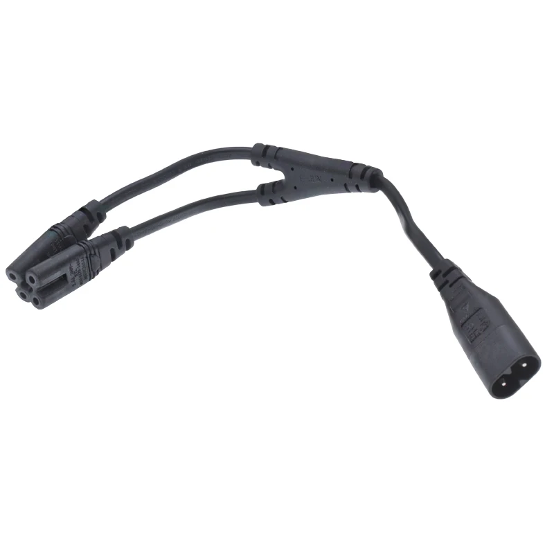 2 Ways C7 to C8 power cable with 0.28m 10A250V female to male two jack extension power cord Current separator cable