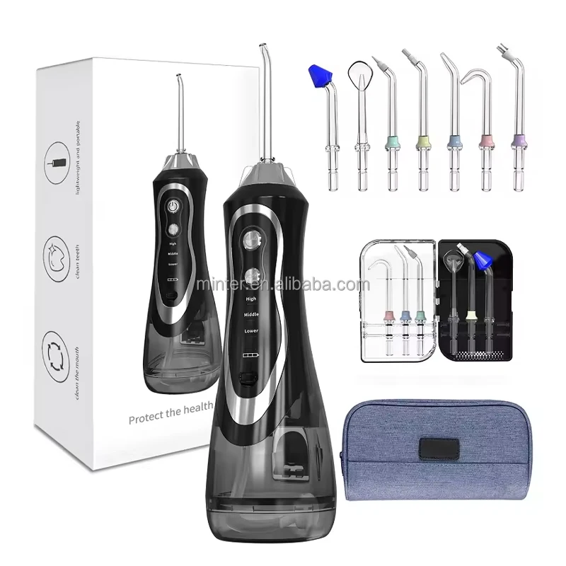 Portable and Rechargeable 300ml Water Tank IPX7 Water Proof Cordless Water Flosser Teeth Cleaner for Home and Travel