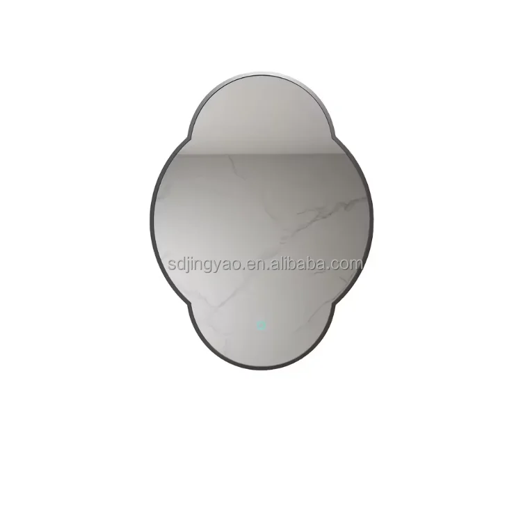 Fancy Flower Shape Stainless Steel Frame Wall Mounted Illuminated Bathroom Shatterproof Tempered Mirror Anti Fog LED Mirror