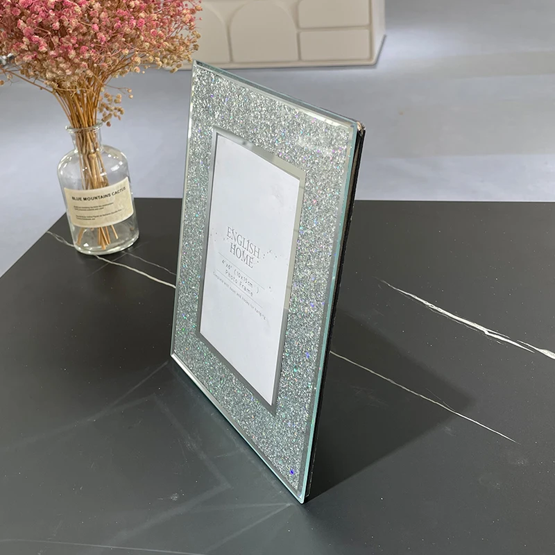 Modern Simple Pink Diamond Photo Frame  Glass Frame for Home Living Room Bedroom Study or Model Room Table 10*15