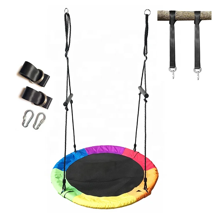 Garden Balcony Round Saucer 100 CM Swing Chair with Handles for Kids Baby Leisure