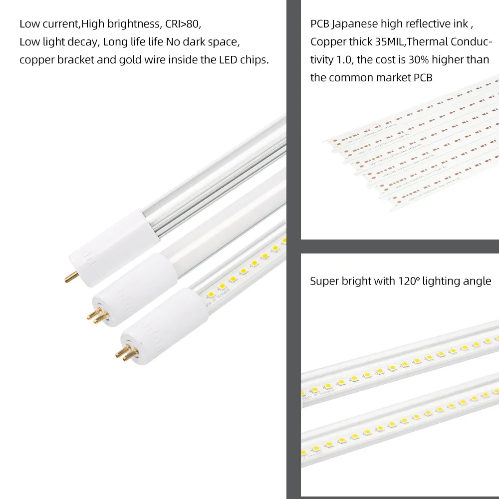 T5 Slim Design 16mm/Rotate Cap AC100-240V Input with Externaldriver 2ft 10W SAMSUNG LED Flicker