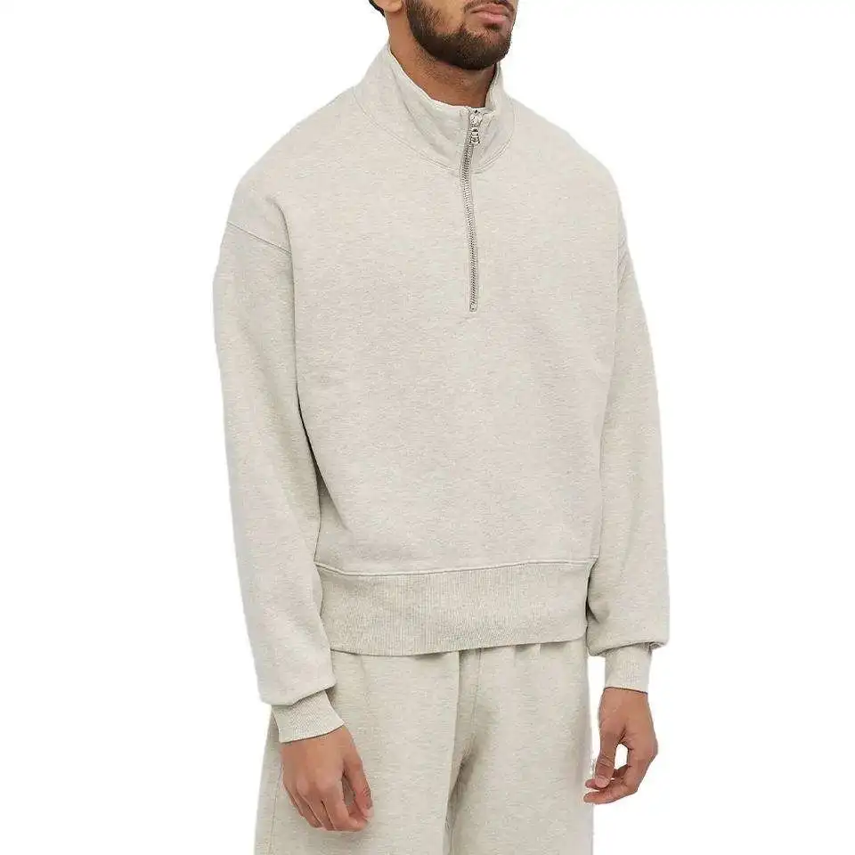 Customized quarter zip collar cotton pullover tech fleece sweatshirts half zip up oversized mock neck sweatshirt