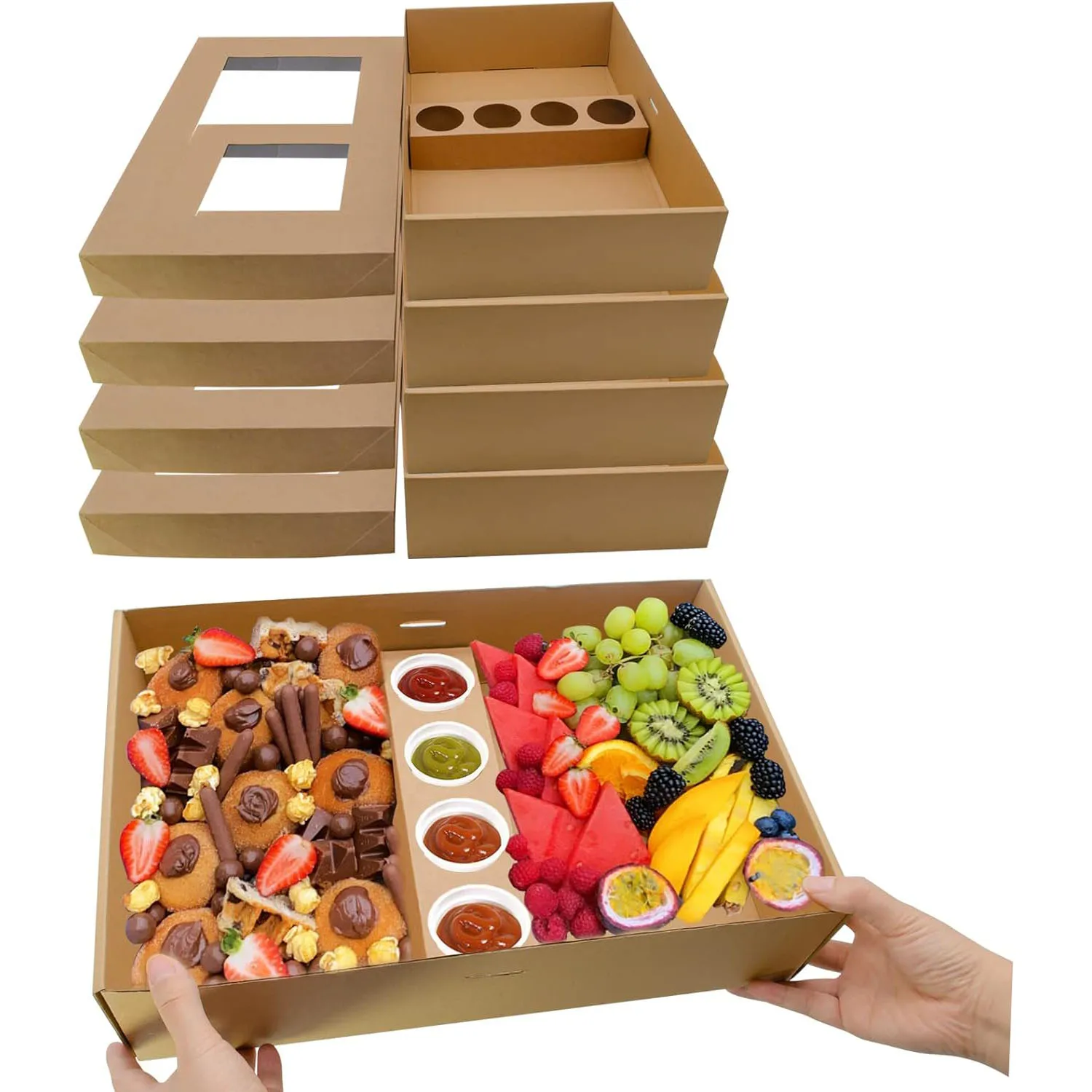 Waterproof Picnic Cardboard Box Bakery Dessert Serving Tray Catering Packaging Platter Box for Food