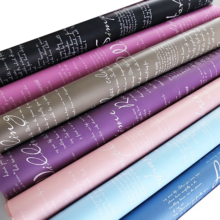 
waterproof pp plastic flower wrapping paper Wholesale custom english printing flower wrapping paper 